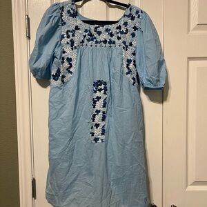 J.Marie Blue Embroidered Women's Dress